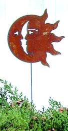 Sun/Moon - Rusted Garden Stake