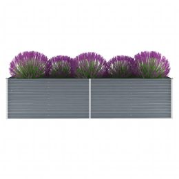 Garden Raised Bed Galvanized Steel 126"x31.5"x31.3" Gray