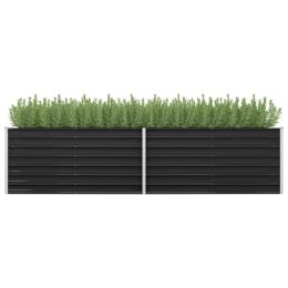 Garden Raised Bed Anthracite 126"x31.5"x30.3" Galvanized Steel