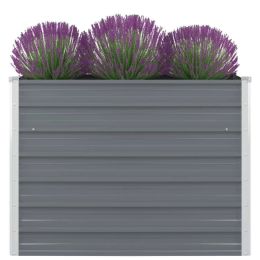 Raised Garden Bed 39.4"x39.4"x30.3" Galvanised Steel Gray