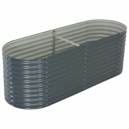 Garden Raised Bed 94.4"x31.4"x31.8" galvanized Steel Gray