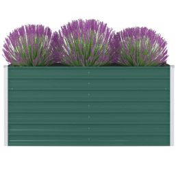 Raised Garden Bed 63"x31.5"x30.3" Galvanized Steel Green