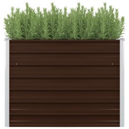 Raised Garden Bed Brown 39.4"x39.4"x30.3" Galvanized Steel