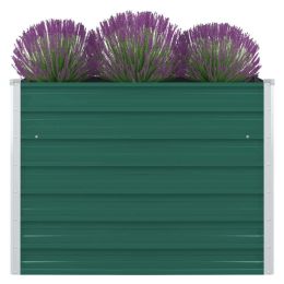 Raised Garden Bed 39.4"x39.4"x30.3" Galvanized Steel Green