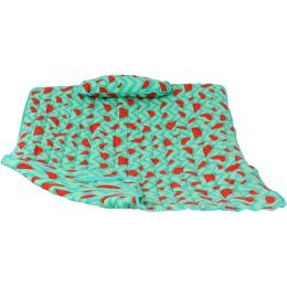 Outdoor Weather-Resistant Quilted Hammock Cushion Pad and Hammock Pillow with Ties - Watermelon and Chevron