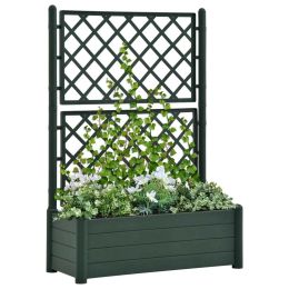 Garden Planter with Trellis 39.4'x16.9'x55.9' PP Green