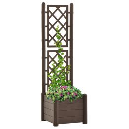 Garden Planter with Trellis 16.9'x16.9'x55.9' PP Mocha