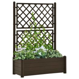 Garden Planter with Trellis 39.4'x16.9'x55.9' PP Mocha