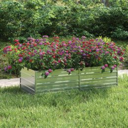 Garden Raised Bed 63"x31.5"x17.7" Galvanized Steel Silver