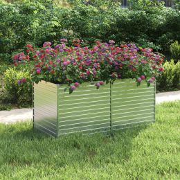 Garden Raised Bed 63"x31.5"x30.3" Galvanized Steel Silver