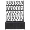 Trellis Raised Bed with 3 Pots 32.7"x11.8"x51.2" Poly Rattan Black