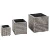 Garden Raised Beds 3 pcs Poly Rattan Grey