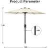 Simple Deluxe 7.5' Patio Outdoor Table Market Yard Umbrella with Push Button Tilt/Crank; 6 Sturdy Ribs for Garden; Deck; Backyard; Pool; 7.5ft; Beige