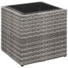 Garden Raised Beds 3 pcs Poly Rattan Grey