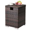 40*40*57cm Iron Frame Gas Bottle Storage Rattan Side Table Brown Gradient