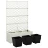 Trellis Raised Bed with 3 Pots 32.7"x11.8"x51.2" Poly Rattan White