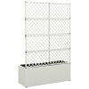 Trellis Raised Bed with 3 Pots 32.7"x11.8"x51.2" Poly Rattan White