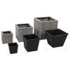 Garden Raised Beds 3 pcs Poly Rattan Grey