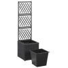 Trellis Raised Bed with 1 Pot 11.8"x11.8"x42.1" Poly Rattan Black