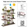 6-Story 11-Seat Multifunctional Carbonized Wood Plant Stand Vertical Shelf Flower Display Rack Holder