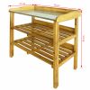 Potting Bench with 2 Shelves Solid Acacia Wood and Zinc