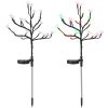 2Pcs Outdoor Solar Light Cherry Blossom Flower Landscape Light Yard Stake Decor Lamp