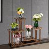 4-Story 7-Seat Multi-Function Carbonized Wood Plant Stand Vertical Shelf Flower Display Rack Holder