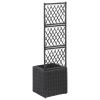 Trellis Raised Bed with 1 Pot 11.8"x11.8"x42.1" Poly Rattan Black