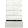 Trellis Raised Bed with 3 Pots 32.7"x11.8"x51.2" Poly Rattan White