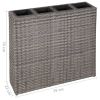 Garden Raised Bed with 4 Pots Poly Rattan Grey