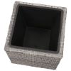 Garden Raised Beds 3 pcs Poly Rattan Grey