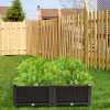 Set of 4 Raised Garden Bed Elevated Flower Vegetable Herb Grow Planter Box Brown