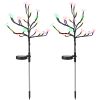 2Pcs Outdoor Solar Light Cherry Blossom Flower Landscape Light Yard Stake Decor Lamp